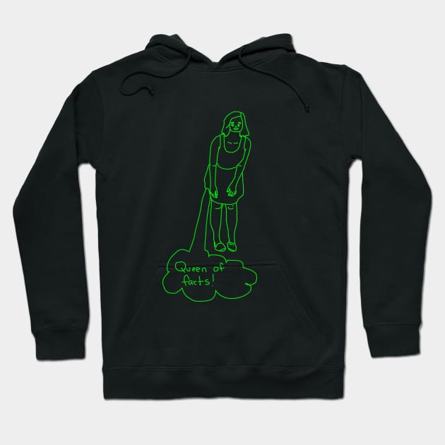 Queen of Farts Green Linework Drawing Hoodie by HFGJewels